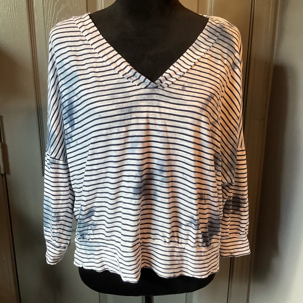Anthropologie Saturday Sunday med black & white horizontal stripes tye dye - Picture 2 of 3